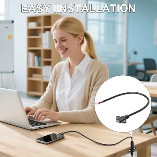 USB C Female 2 Pin Bare Wire Power Cable 5V/3A DIY Charger Extension 25CM gallery