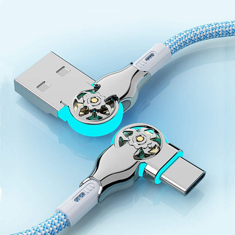 2-piece-universal-fast-charging-data-cable-type-c-with-light-double-elbow-rotati gallery