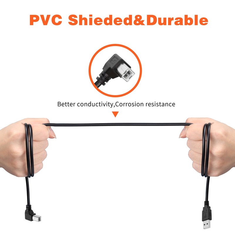 1.5m 90 Degree Right Angle USB 2.0 A Male To B Male Printer Scanner Cable Cord gallery