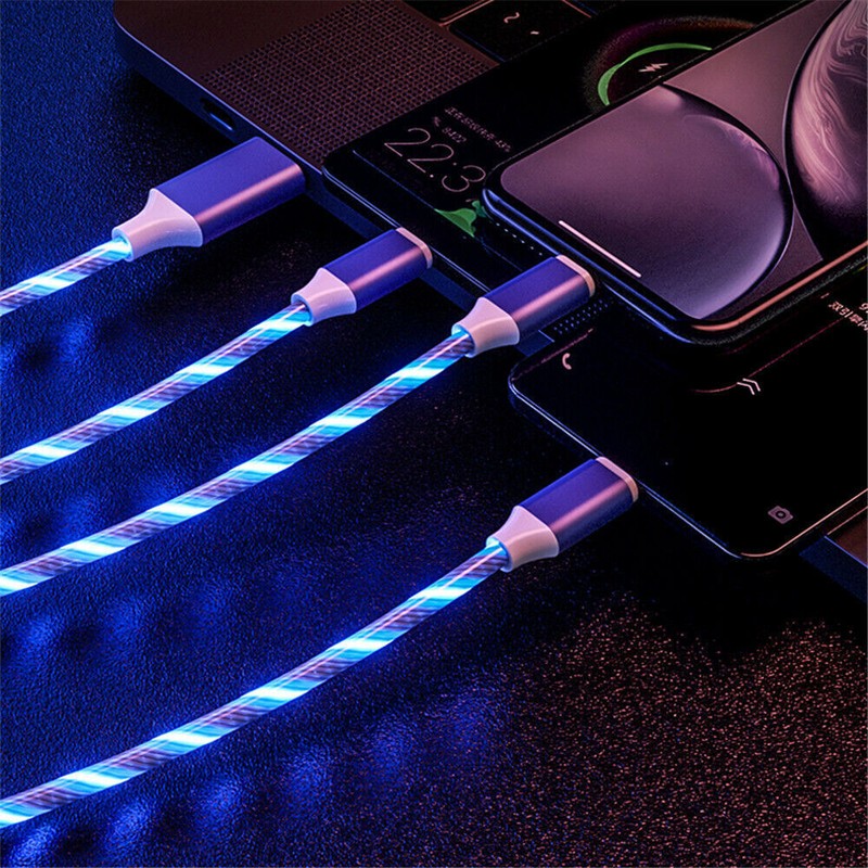 2PCS 3 in 1 Fast LED Charging Cable Universal Multi Function Cell Phone Charger gallery