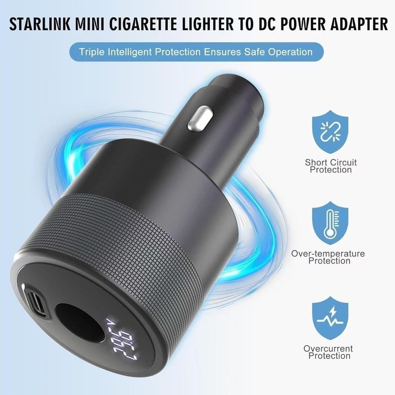 100W Car Charger with Digital Display for Starlink 30V 2A Aluminum Housing gallery