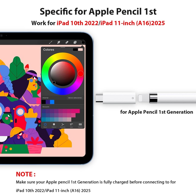 USB Pencil Adapter for Apple Pencil 1st Gen with iPad 11th 10th Gen Only, USB... gallery