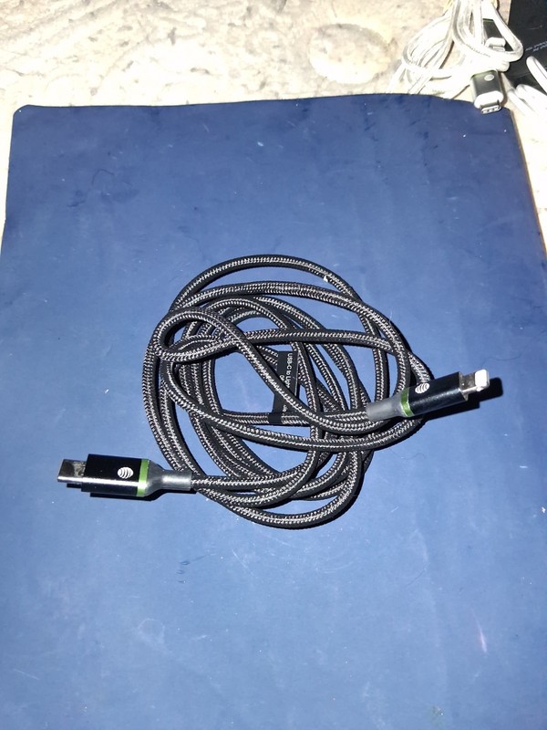 Braided Nylon USB-C to Apple Charging/Data Sync Cable 10ft Black iPhone gallery