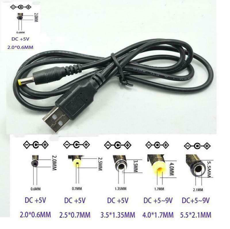 DC 5V Power charging Cable USB to 5.5/3.5/2.5/2.0mm Barrel Plug Supply Cord US gallery