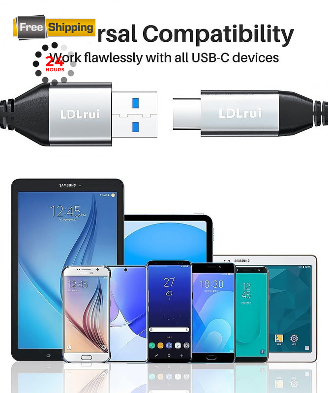 USB C Data Cable 10Gbps Sync 3ft, 3.2 Gen2 A to 3FT, Black-and-White gallery