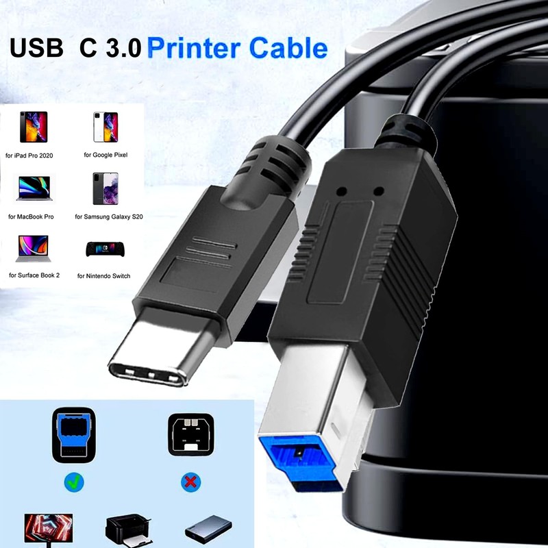USB C To USB B 40FT Cable 3.0 Type C Compatible Docking Station Scanner gallery