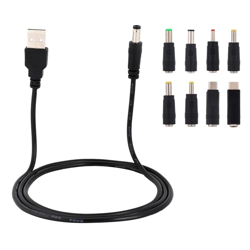 USB to DC 5V Power Charger Cord, Universal DC Power Charging Cable with 8 Ada...