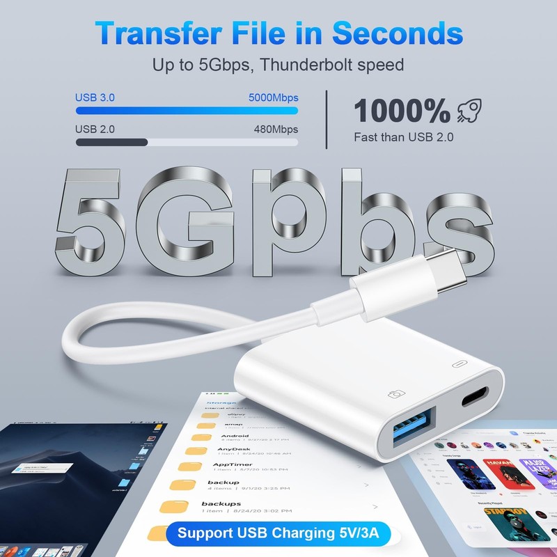Apple iPhone 17 16 Pro Max USB C To USB OTG Cable Charger Adapter Converter gallery