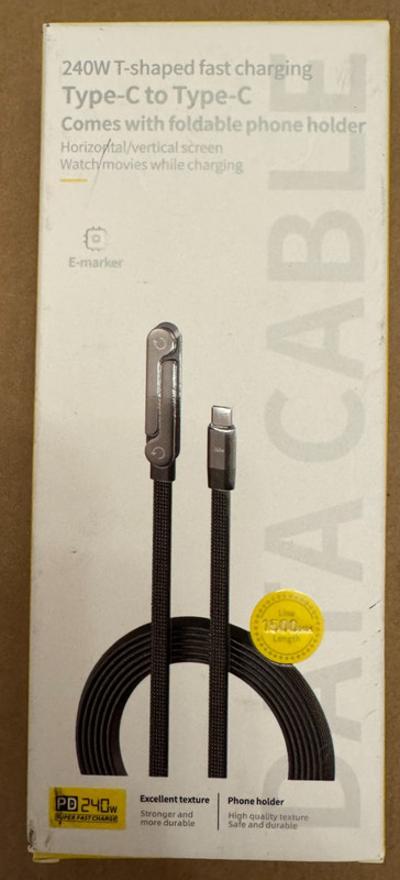 240w Fast Charging Foldable Bracket Data Cable with Built-in Holder – TYPE-C