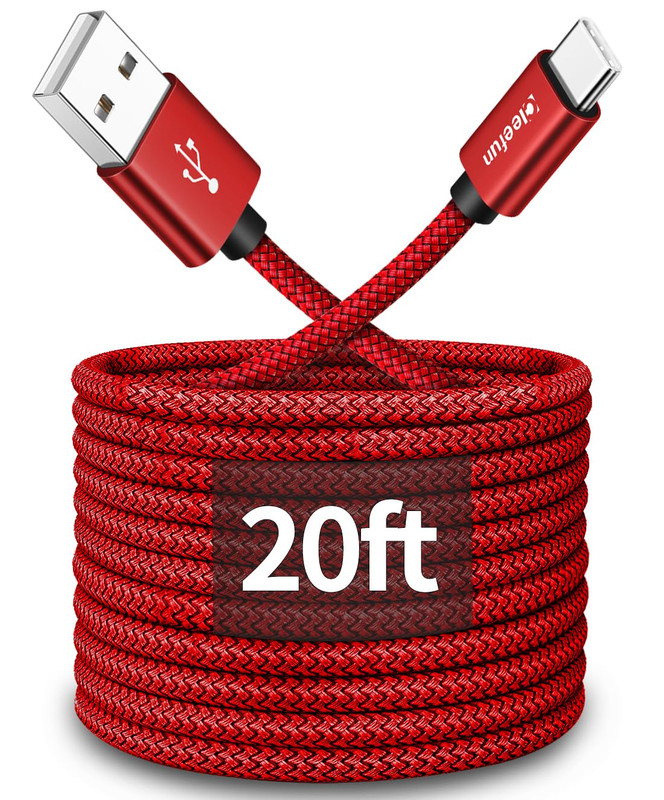 Long USB C Cable 20Ft, USB to USB-C Charging Cable - 20 Foot Type C Charger Cord