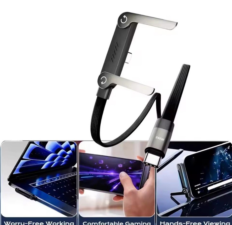USB-C Charging Cable With Phone Holder Fast Charging 240W 1M Cable gallery