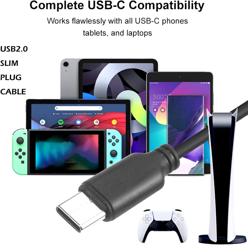 Slim USB C to USB C Cable 50FT, Long USB2.0 Cable USB C to Type C Fast Charging gallery