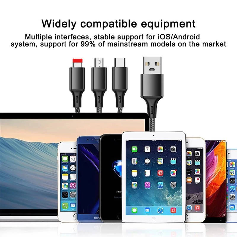 10X Fast USB Charging Cable 3 in1 Cell Phone Cord Charger Type C USB-C Micro USB gallery