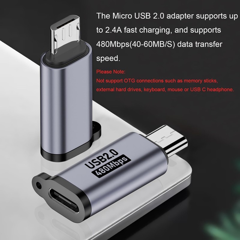 4 PCS Micro USB 2.0 to USB C Adapter USB C Female to Micro USB Male Converter gallery