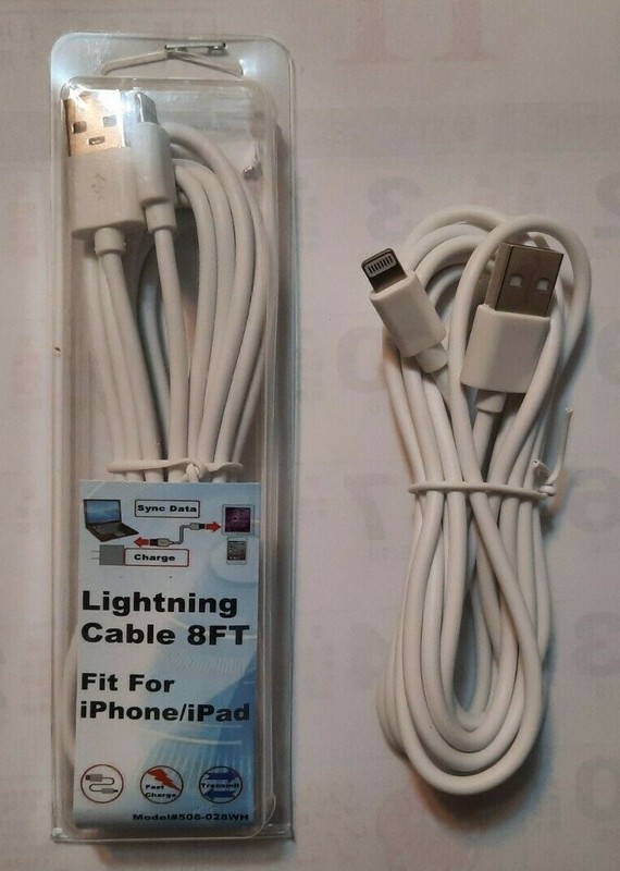 8ft Foot USB Sync & Charge Cable iPhone White 506-028WH New