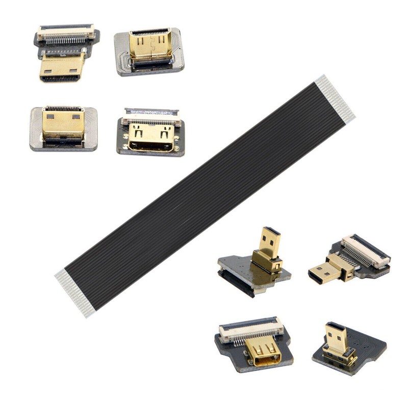 Cablecc Ribbon Flat HDMI Cable FPV Micro Mini HDMI 90 degree Adapter FPC 1080P gallery