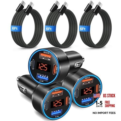 Galaxy Charger 65W 4-Port USB C Super Fast Type C Charger – 3-Pack Black