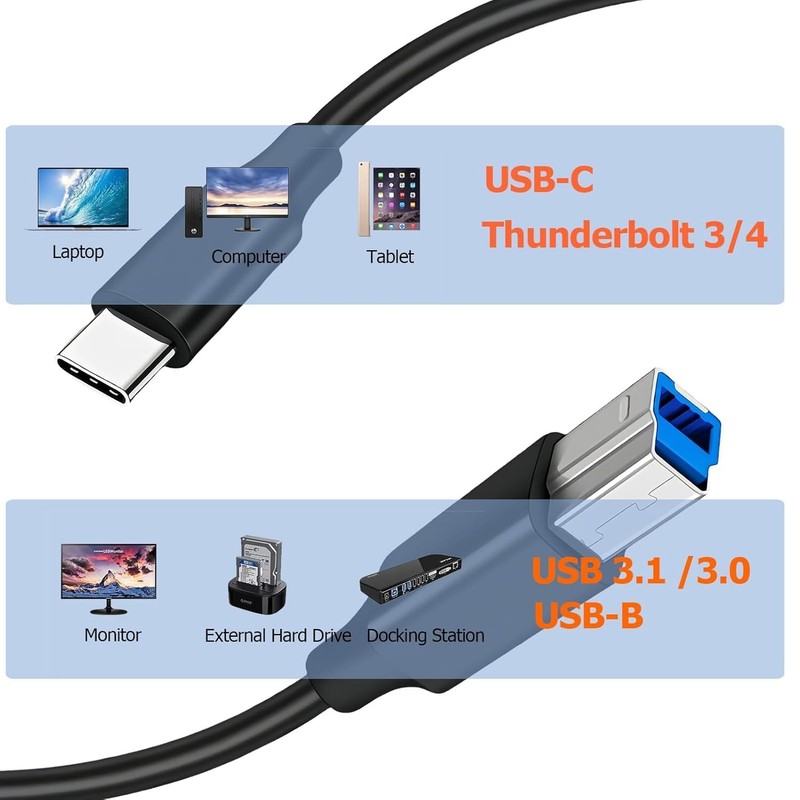 USB 3.0 B Cable 3.3FT, USB C to USB-B 3.0 Cable, 3.3 FT USBC to USB 3.1 Type ... gallery