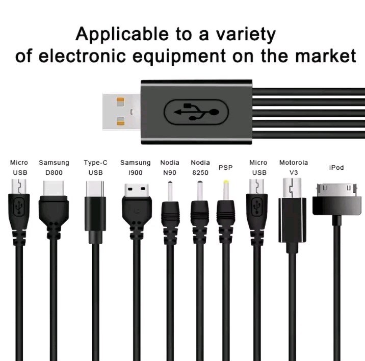 Universal 10 In 1 USB 2.0 Version Black Multi Charger Mobile Phone Cable gallery