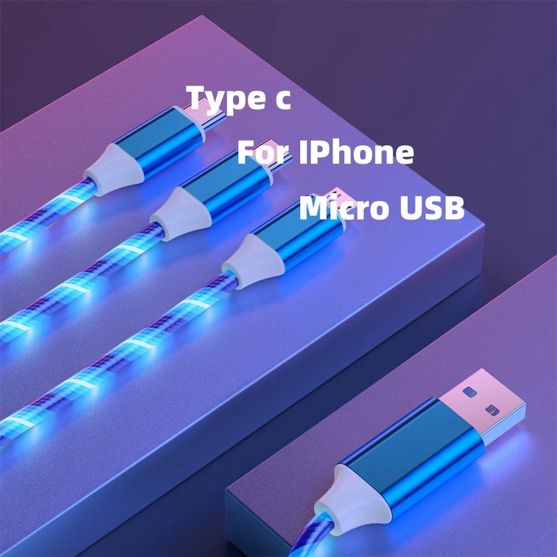 3 in 1 USB Cable for iPhone Fast Charger Charging Cable For Android phone type c gallery