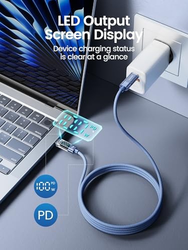 6.6ft 100W USB C Blue LED Display 2 Pack gallery