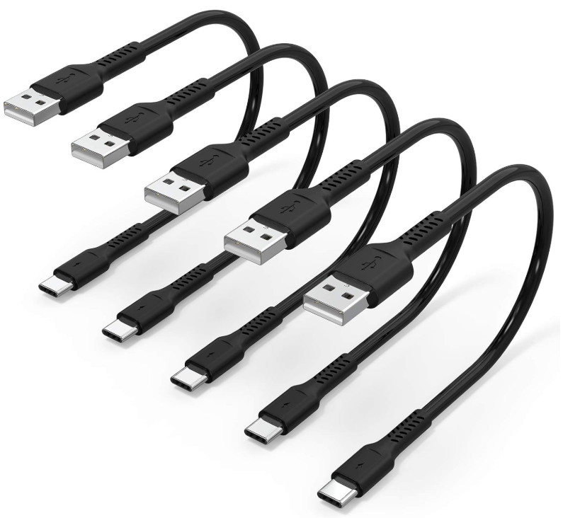 6 Inch Short Fast Charging Cord, 5 Pack Durable USB a to USB Type C 3A Cable for