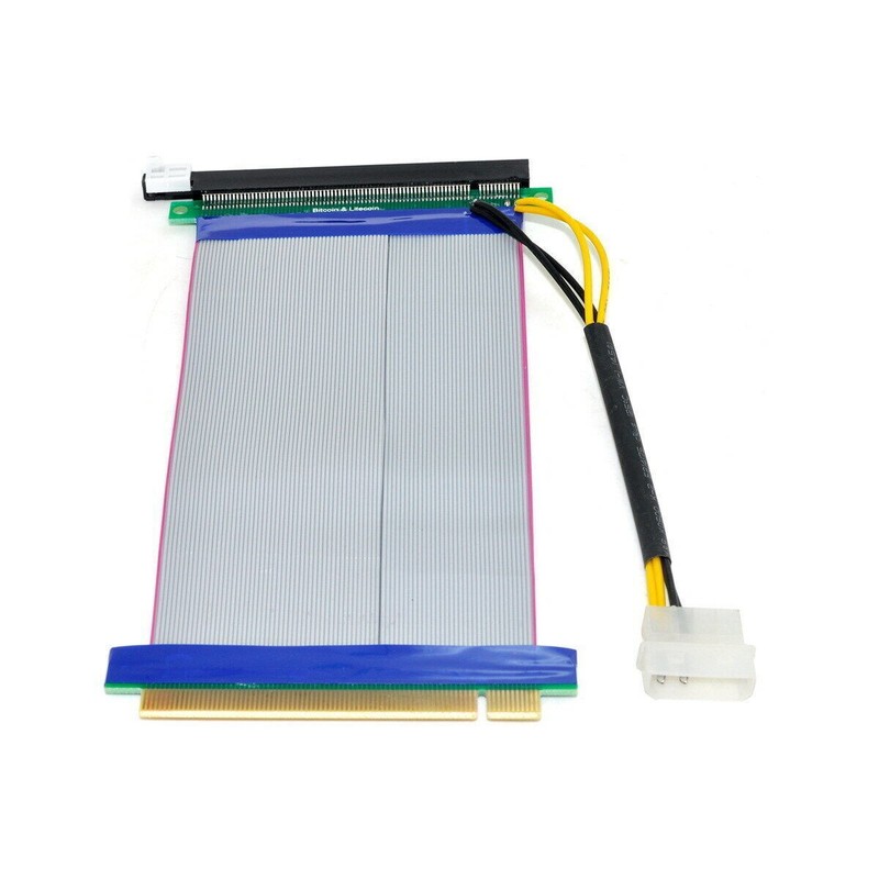 Riser Card PCI-E Express 16X to 16x Extender with Molex IDE Power Ribbon Cable