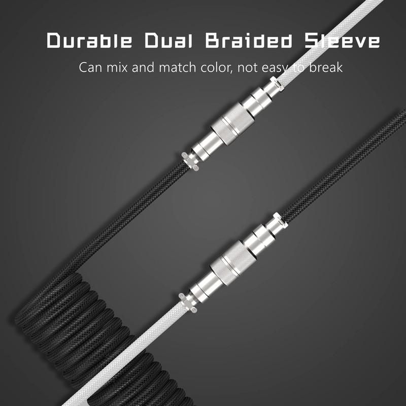 Coiled Keyboard Cable Detachable Aviator TypeC To USBA 5.9 Inch Black gallery