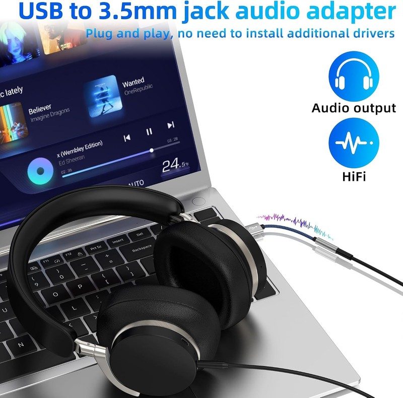 New USB Type A To 3.5mm AUX Female Audio Headphone Jack Cable Adapter Lot gallery