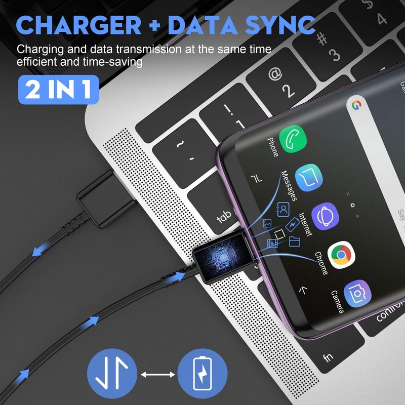 Fast Charging Type C USB C Cable 6ft Charging Cord for Samsung Galaxy Black gallery