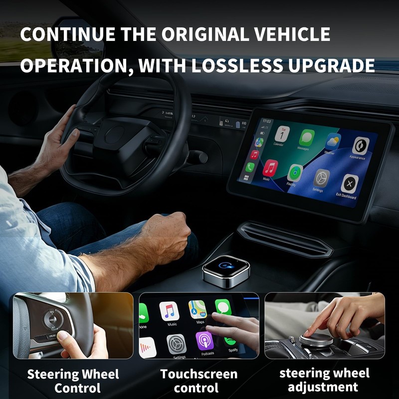 Wireless CarPlay and Android Auto Adapter, Ultra-Compact Aluminum Design with... gallery