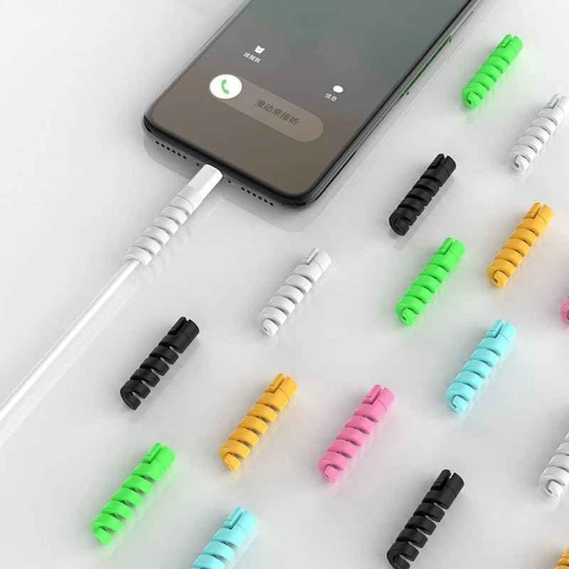 8PCS Spiral Cable Protector Silicone Cord Saver for All Cell Phone Data Lines