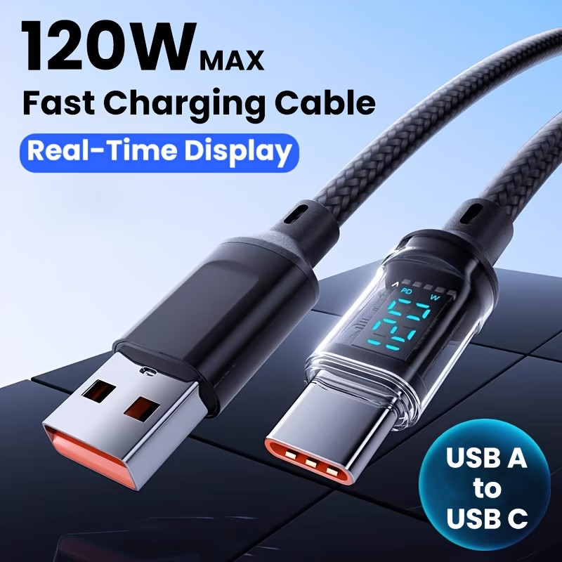 120W USB C, Fast Charging Cable, Digital Display USB A, Charger Cord gallery