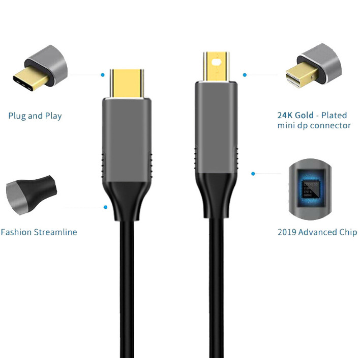 2pcs Type-C to minidp USB 3.1 to minidp HD cable USB 3.1 transfer line gallery