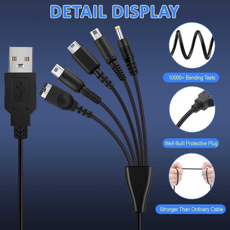 Nylon-Braided 5-in-1 USB Cable - Safe Fast Charging & Data Transfer for Gamers gallery