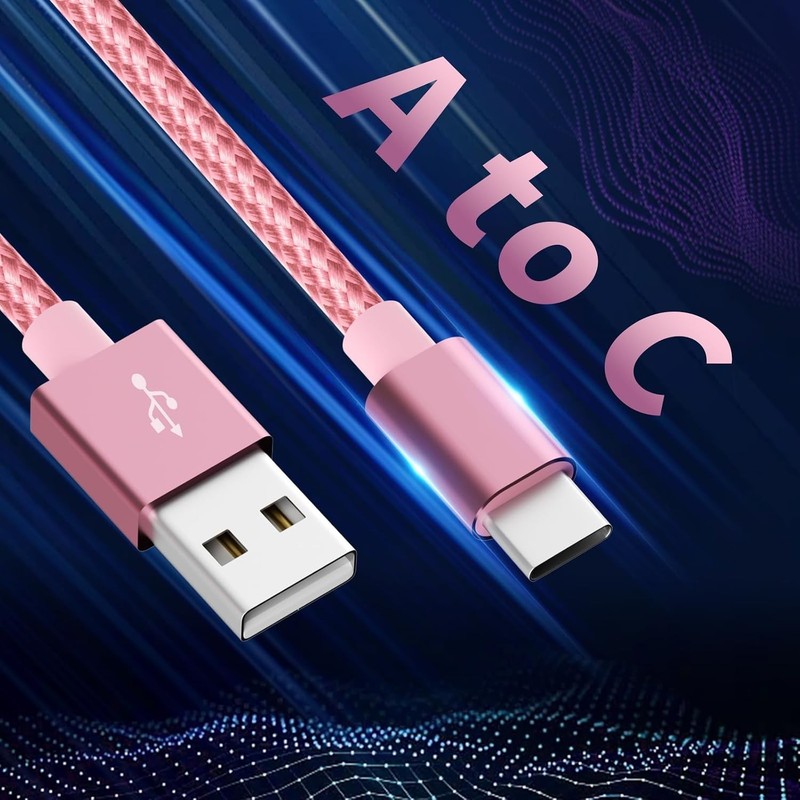 5-Pack USB C Cable Set 3/6/10FT Fast Charging Nylon Pink for Phone, iPad, Gal... gallery