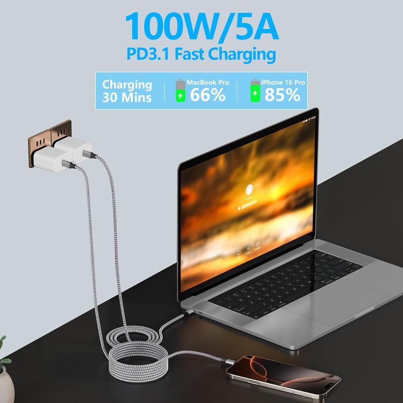 【Apple MFi Certified】iPhone 17 Charger Cable, 5Pack USB to USB 100W Fast Char... gallery