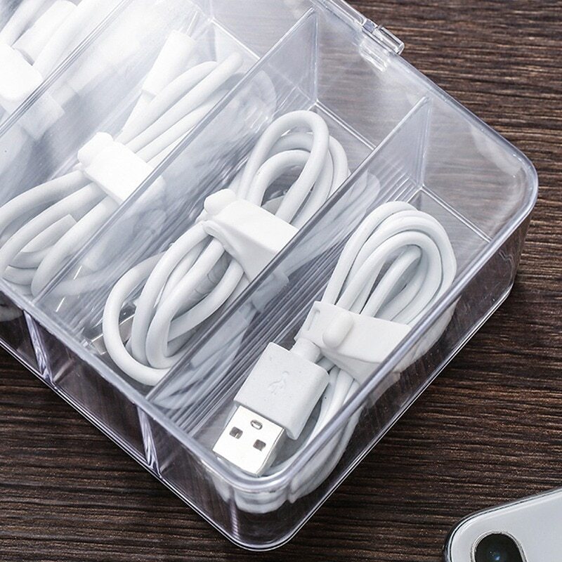 Cable Storage Box Transparent Plastic Data Line Storage Container for Desk gallery