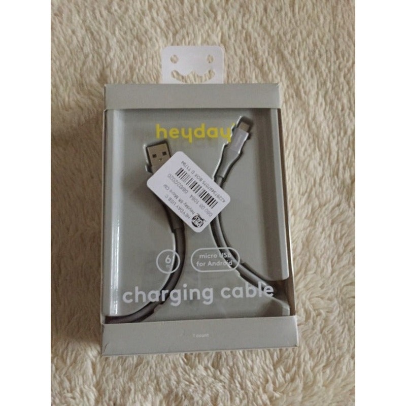 heyday™ 6′ Micro USB to USB-A Round Cable-Cool Gray/Silver