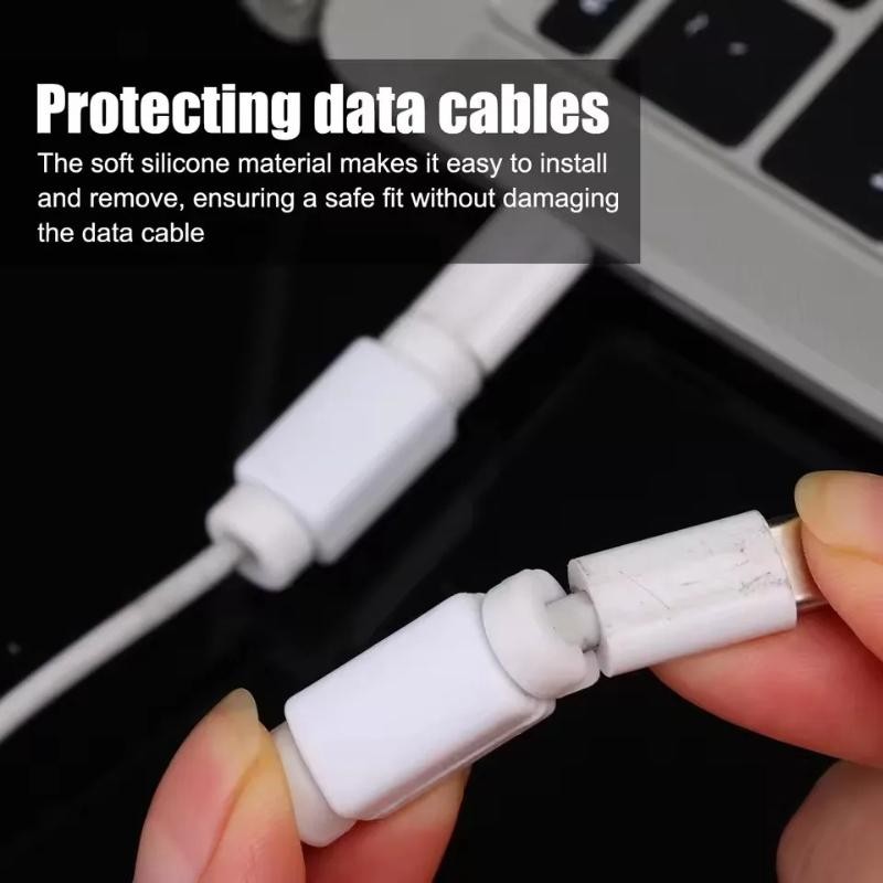 6pcs Data Cable Protectors, Charger Safety Clips, Anti-bend and Bite-resistant C