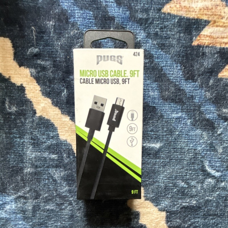 Pugs Micro-USB Charging Cable 9ft Black Tangle Resistant Model 424 gallery