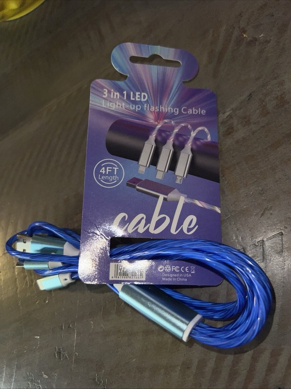 Light Up LED 3 in 1 Charging Cord Cable Multi Charger Android /USB/ iPhone [New] gallery