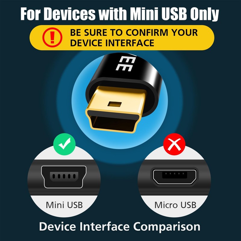 USB C to Mini USB Cable 5 Pin B Type Braided Data Charging OTG Cord 1ft Blue gallery