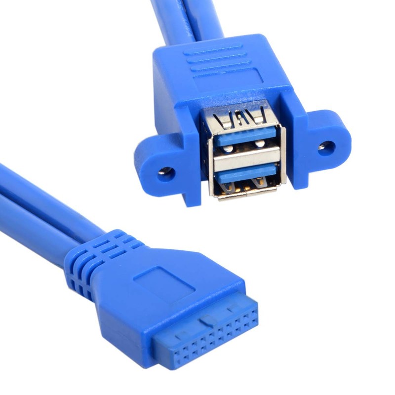 USB 3.0 Header Cable Stackable Female Panel 19Pin 20Pin Dual Ports 5Gbps 50cm gallery