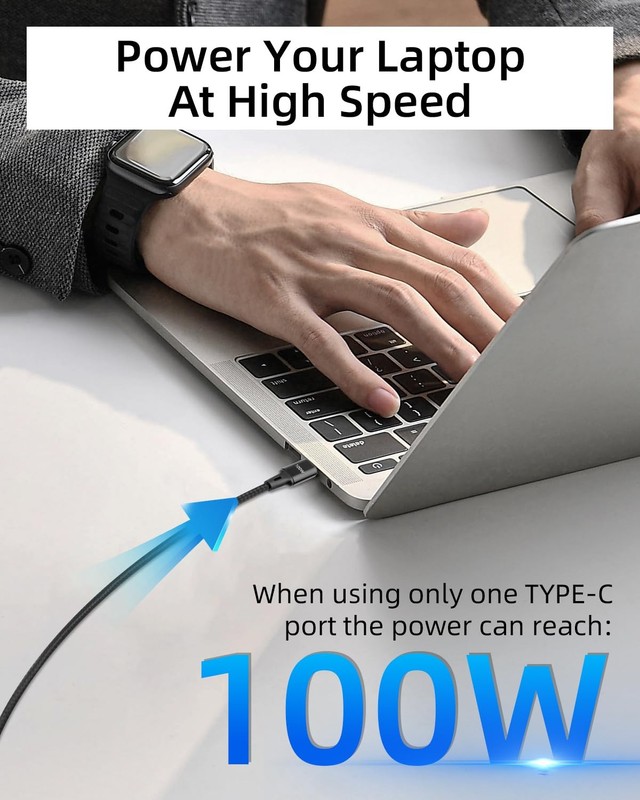 100W Multi USB C Splitter Fast Charging Cable 4FT, Nylon Braided 2 in 1 USB C... gallery