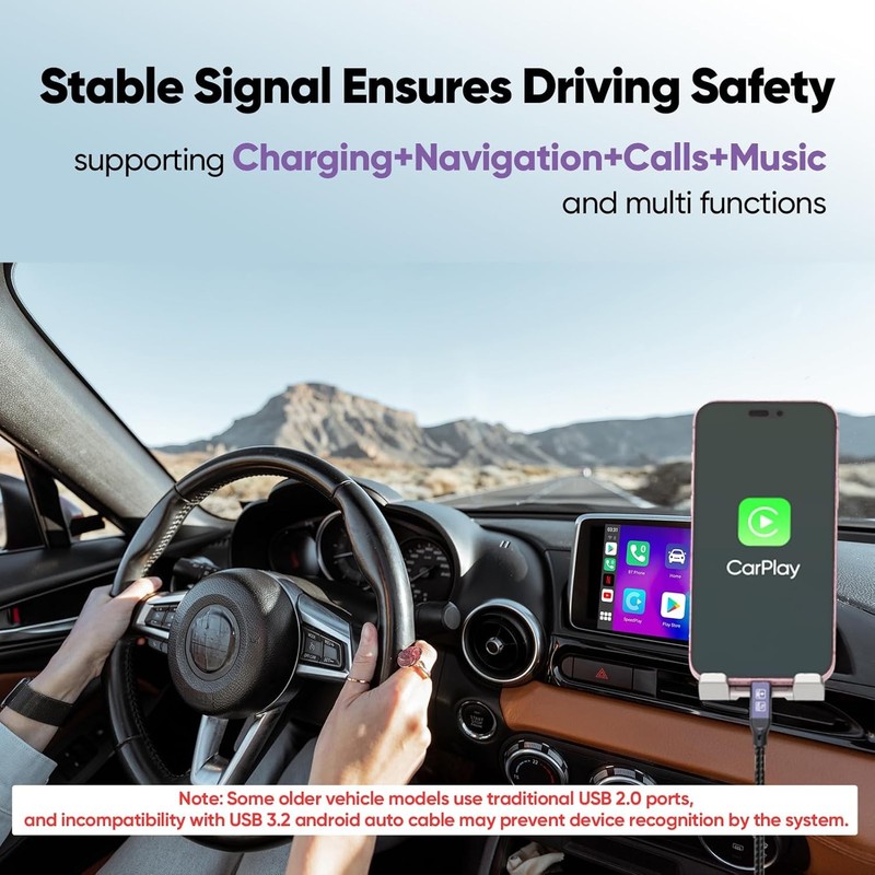 Android Auto USB Cable 3FT, Car CarPlay Cord, USB Type C 3.2 Gen2 10Gbps Data Tr gallery