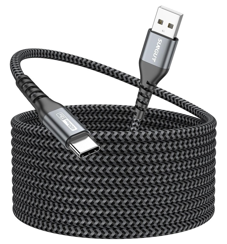 SUNGUY Long USB C Cable 15FT, 3A USB to USB Type C Cable Fast Charging USB 2….
