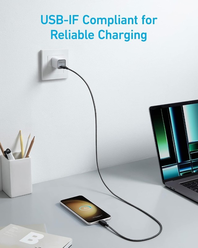 Anker USB C to USB C Cable,Type-C Fast Charging Cord (3FT,2Pack) for iPhone gallery