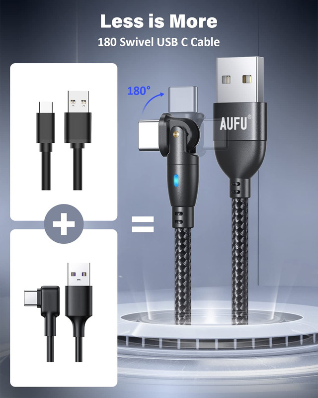 USB C Cable 6Ft(3Pack-6.6Ft/6.6Ft/6.6Ft), 180° Rotation USB to USB C Cable/3A US gallery