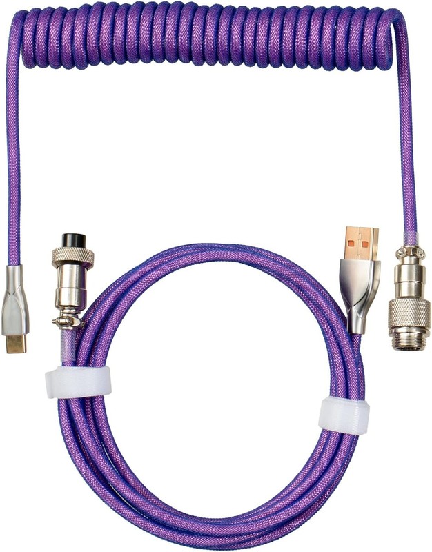 5.9ft Custom Coiled Cable Type C to USB-A Detachable Aviation Connector